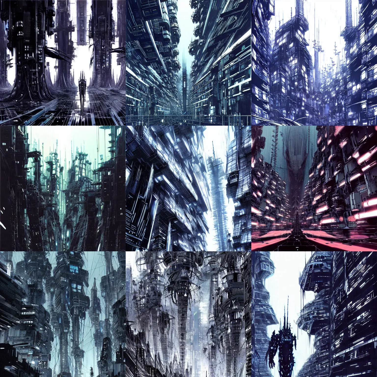 Prompt: biopunk, tsutomu nihei, blame!, concept art, city, megastructure