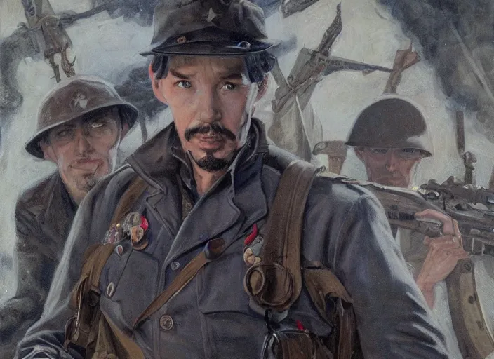 Prompt: a highly detailed ww 2 portrait of stephen strange, james gurney, james jean