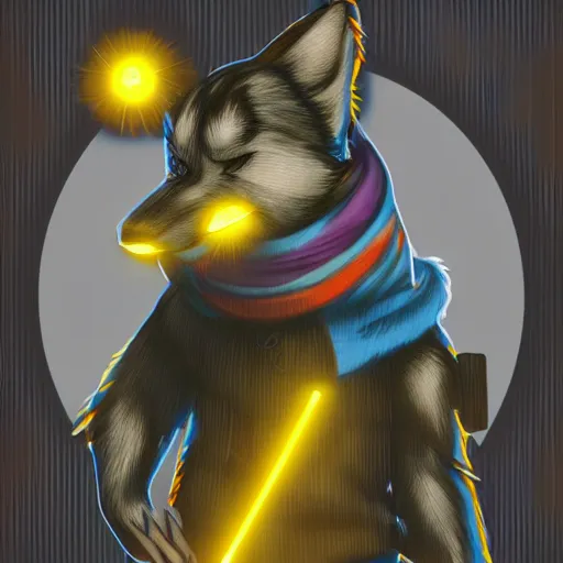 Image similar to furry anthro canine with stripes shooting electricity, hero pose, drawn, comic style, lens flare, magic effects, motion blur, chromatic aberration, detailed, 4 k