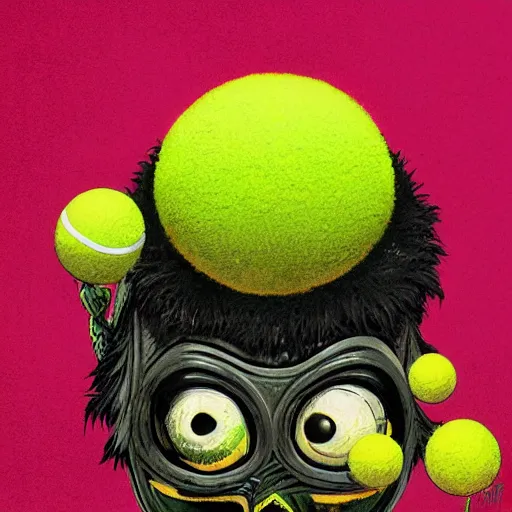 Prompt: a tennis ball monster, tennis ball, dark, chalky, rich playboy, digital art, fantasy, magic, trending on artstation, ultra detailed, professional illustration by Basil Gogos