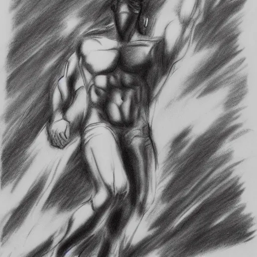 Prompt: 3 tone greyscale anime drawing of Gigachad posing