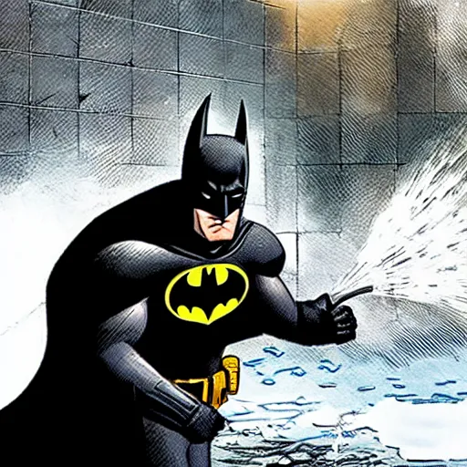 Image similar to batman having a cold shower,