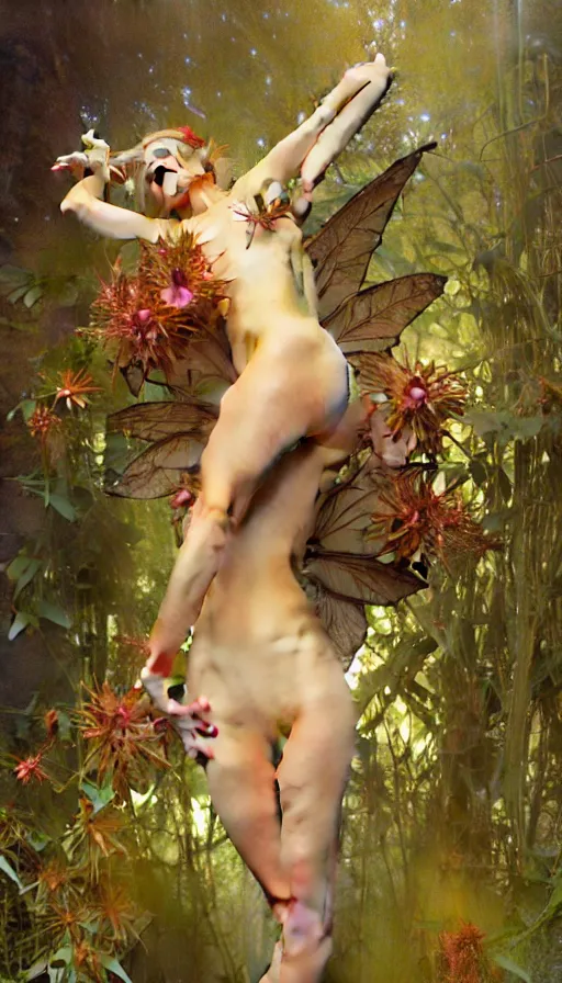 Prompt: hyper realistic weed fairy, marihuana, cannabis covering her body completely, painted by valerie hammond, tom bagshaw, mucha, gaston bussiere, craig mullins, j. c. leyendecker 8 k