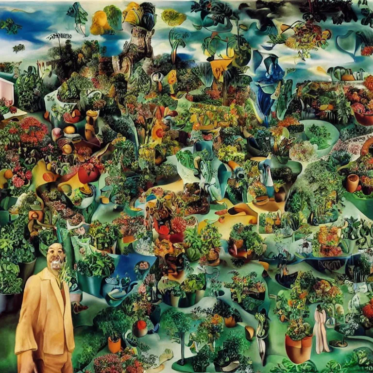 Image similar to dreaming from vertical farming, permaculture and a new life, painted bySalvador Dali