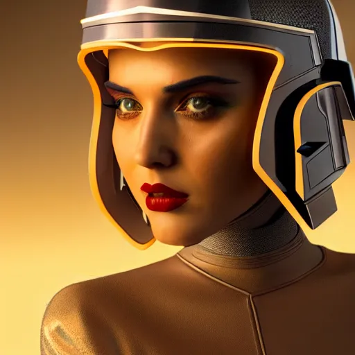 Image similar to star warsl inspired avant-garde art, deco fashion, highly detailed, photorealistic portrait, bright studio setting, studio lighting, crisp quality and light reflections, unreal engine 5 quality render