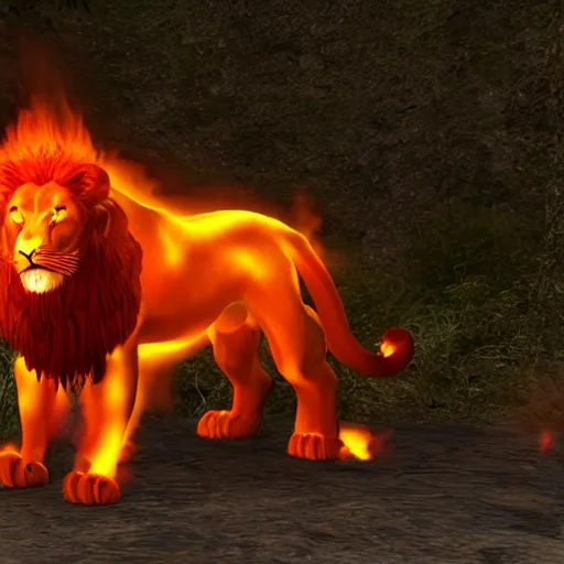 Prompt: fire lion, flaming, unreal engine