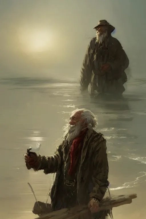 Prompt: old fisherman, 8 k, digital art, magic the gathering, mtg, by greg rutkowski, trending on artstation