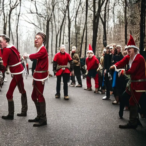 Image similar to steve buscemi being attacked by elves, canon eos r 3, iso 2 0 0, 1 / 1 6 0 s, 8 k, raw, unedited, symmetrical balance, in - frame