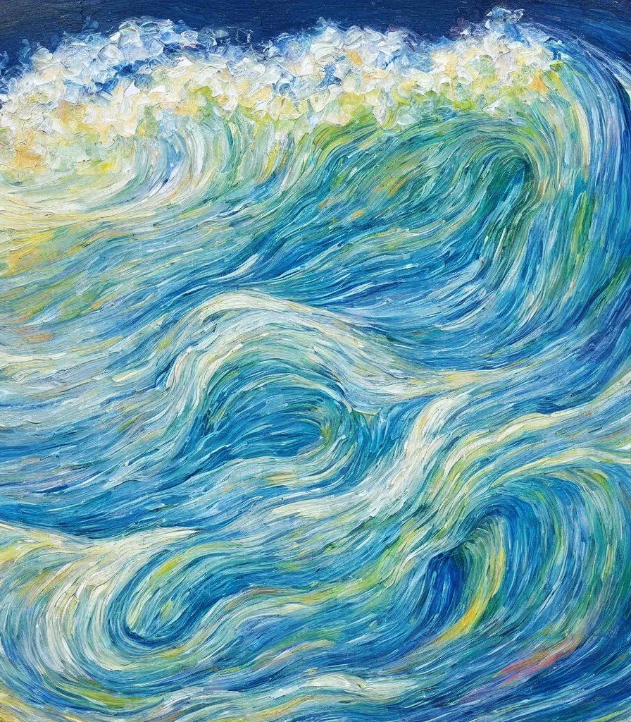 an impasto oil painting of a beautiful barreling wave, | Stable ...