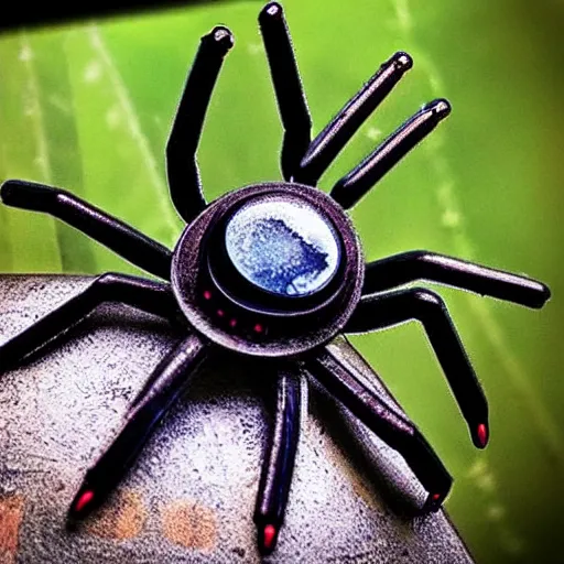 Prompt: “metal spider, pure terror, red eyes”
