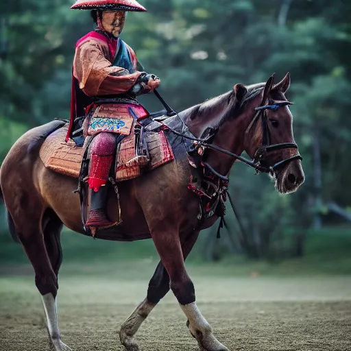 Image similar to Samurai riding a horse, XF IQ4, f/1.4, ISO 200, 1/160s, 8K, RAW, unedited, symmetrical balance, in-frame