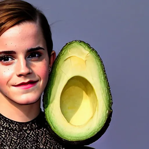 Image similar to emma watson as an avocado chair