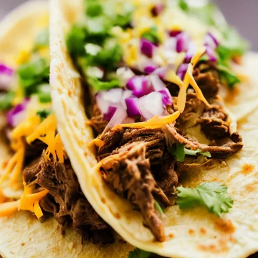 Prompt: close up high resolution photo of a taco, very tasty, lots of cheese, food photography, instagram, trending