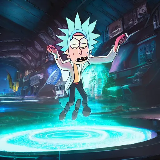 Image similar to full body pose, hyperrealistic photograph of rick sanchez from rick and morty, dim volumetric lighting, 8 k, octane beautifully detailed render, extremely hyper detailed, intricate, epic composition, cinematic lighting, masterpiece, trending on artstation, very very detailed, stunning, hdr, smooth, sharp focus, high resolution, award, winning photo, dslr, 5 0 mm