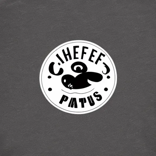 Image similar to chef platypus, logo style, black and white
