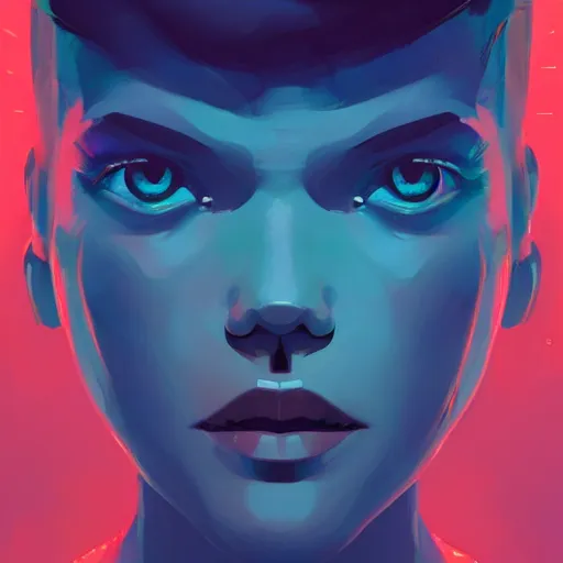 Image similar to face icon stylized minimalist blade runner, loftis, cory behance hd by jesper ejsing, by rhads, makoto shinkai and lois van baarle, ilya kuvshinov, rossdraws global illumination