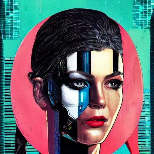 Image similar to portrait of a female android, by MARVEL comics and Sandra Chevrier