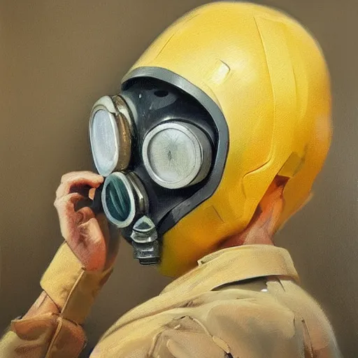 Image similar to concept art of gas mask, oil painting by jama jurabaev, brush hard, artstation, cgsociety, high quality, brush stroke