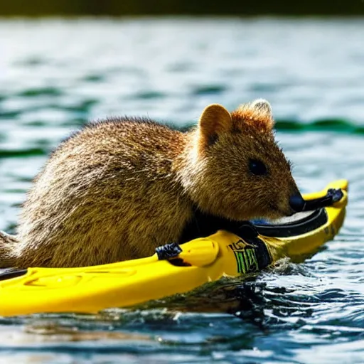 Image similar to a quokka on a kayak