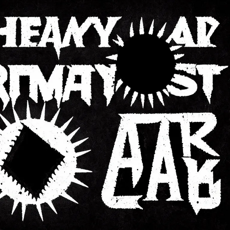 Prompt: symmetrical heavy trash metal spiky dark creepy dark dirty grungy font logo typography illustration white logo on black background