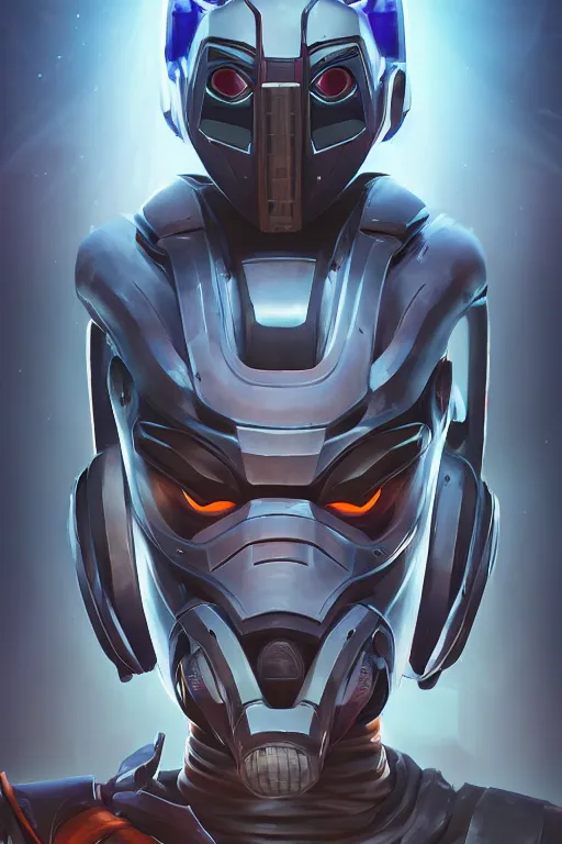 Image similar to epic mask helmet robot ninja portrait stylized as fornite style game design fanart by concept artist gervasio canda, behance hd by jesper ejsing, by rhads, makoto shinkai and lois van baarle, ilya kuvshinov, rossdraws global illumination radiating a glowing aura global illumination ray tracing hdr render in unreal engine 5