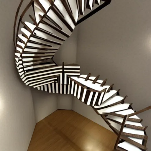 Prompt: infinite staircase, mc escher, origami style