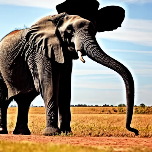 Image similar to an elephant in a cool hip pose wearing a black baseball cap