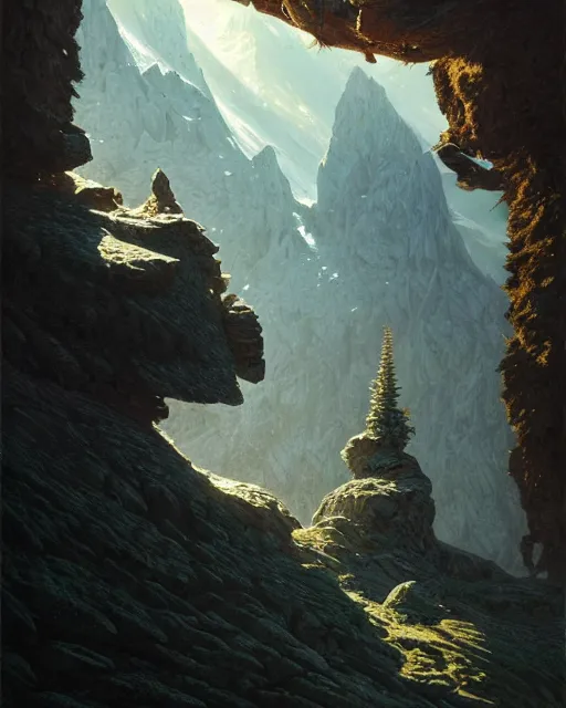 Prompt: optical illusions of the alpine ecosystem, diffuse lighting, fantasy, intricate, elegant, highly detailed, lifelike, photorealistic, digital painting, artstation, illustration, concept art, smooth, sharp focus, by greg rutkowski, chris tulloch mccabe, valentina remenar and asher duran,