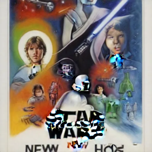 Prompt: Star Wars A New Hope Poster in the art style of Georgia O'keeffe, Flowers