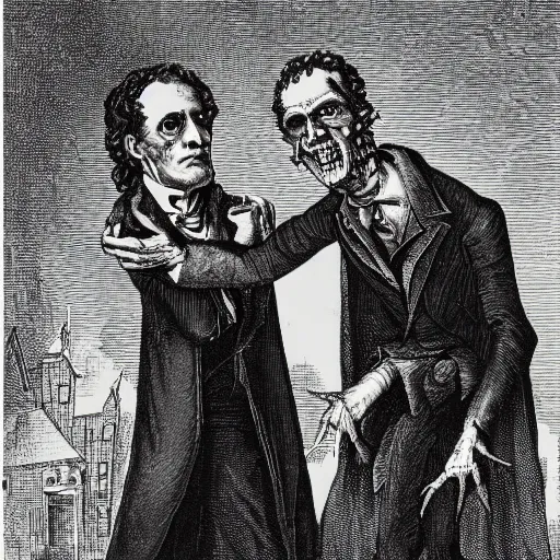 Image similar to photo of dr frankenstein and frankenstein’s monster