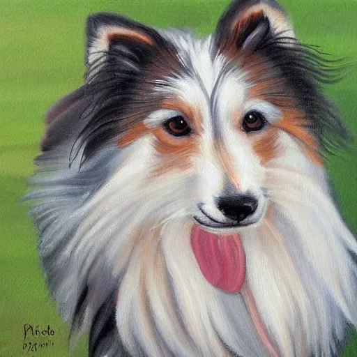 Image similar to a painting of a shetland sheepdog by Patrice muricano