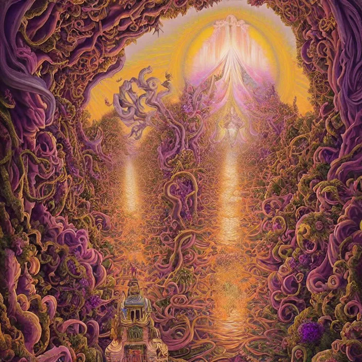 Image similar to beautiful oil painting, full length portrait of dauphinois in baroque coronation robes 1701, Dan Mumford, Dan Mumford, Alex grey, hyacinthe rigaurd, highly detailed , lsd visuals, dmt fractal patterns, hallucinogen, visionary art, psychedelic art, ornate, vaporwave, baroque, Greg rutkowski