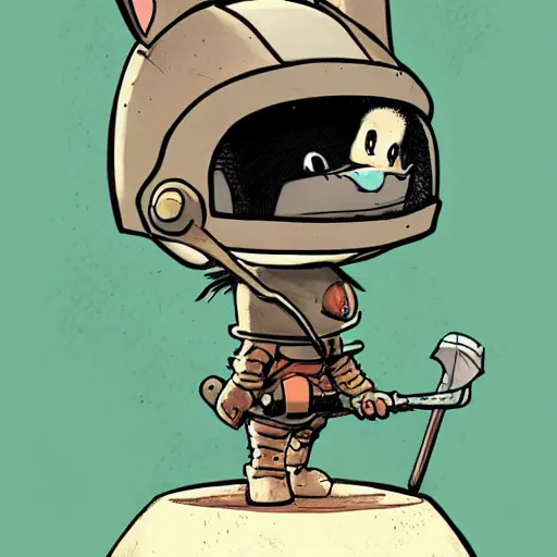 Image similar to bunny with helmet and sword by brian kesinger and james gurney, artstation