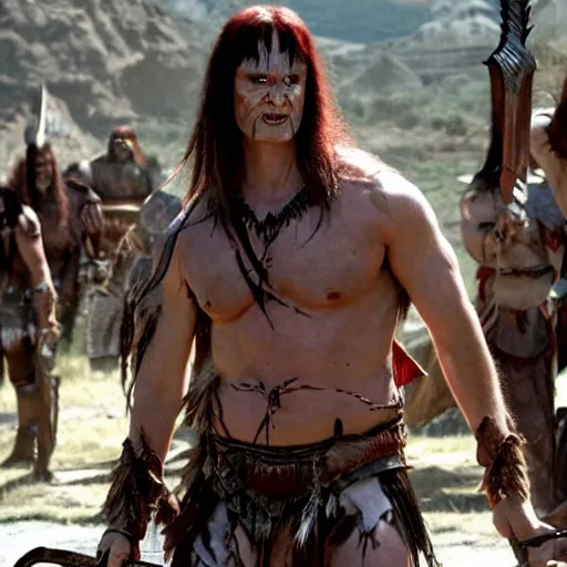 Image similar to dwight shrute as conan the barbarian