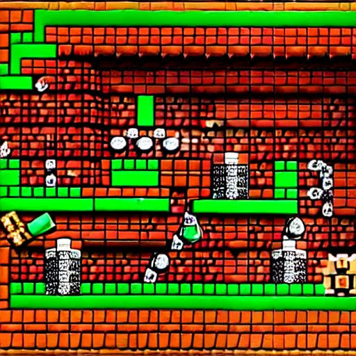 Image similar to Donkey Kong Country level depicting a beautiful mine with shiny crystals on the wall, floating barrels and minecarts.