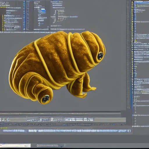 Prompt: A tardigrade programming in front of the computer, hiperrealistic, highly detailed
