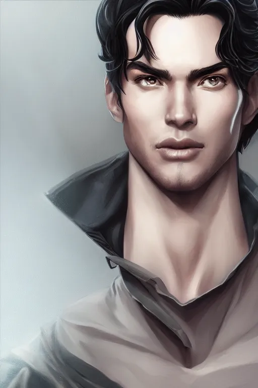 Image similar to a highly detailed portrait of a handsome man in the style of artgerm.