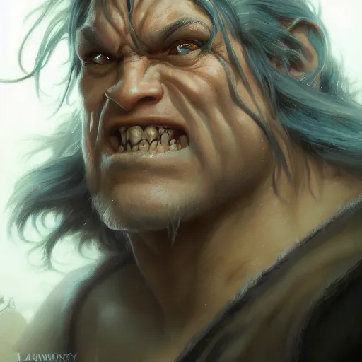 Image similar to a friendly orc taylor, close - up portrait, fantasy character portrait by greg rutkowski, gaston bussiere, larry elmore