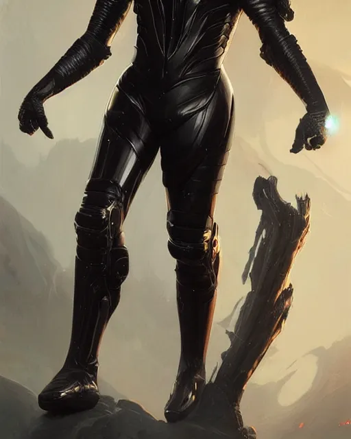 Prompt: iridescent sinewy smooth muscular male sleek glossy black pearlescent scifi armor with smooth black featureless helmet, by greg rutkowski, mark brookes, jim burns, tom bagshaw, magali villeneuve, eve ventrue, neil nelson thedarkestseason, trending on artstation