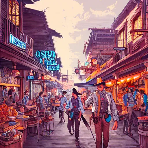 Image similar to old western town, extremely detailed, sharp focus, wide view, full body shot, smooth, digital illustration, by james jean, by rossdraws, frank franzzeta, sakimichan