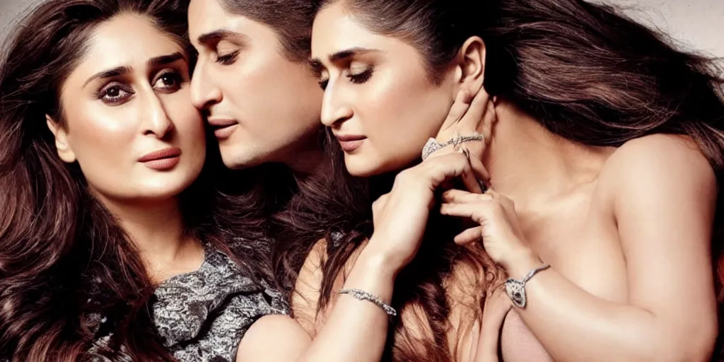 Image similar to kareena kapoor make threesome the bed, natural lighting, hyper detailed, photographic, cinematic lighting, studio quality.