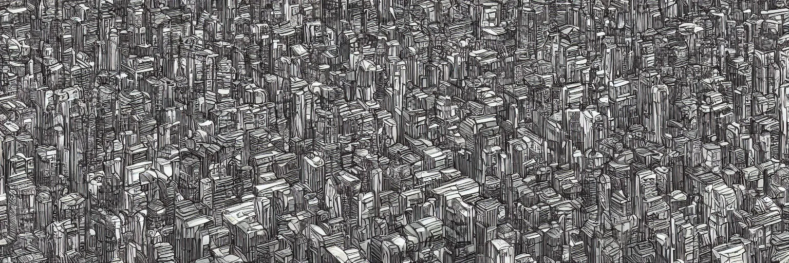 Image similar to high detail digital art of a huge bustling city