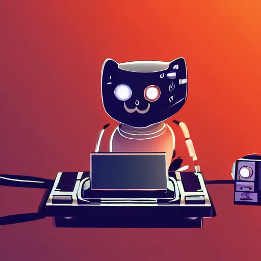 Image similar to a metallic robotic cyborg cat eating a computer mouse, cyberpunk, digital art, 8 k, trending on artstation