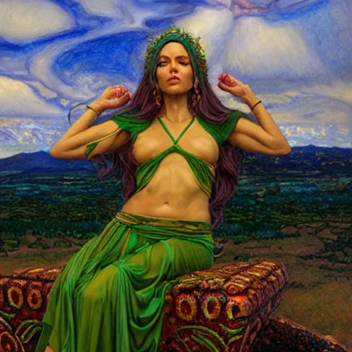 Prompt: the goddess of avocados, by donato giancola.