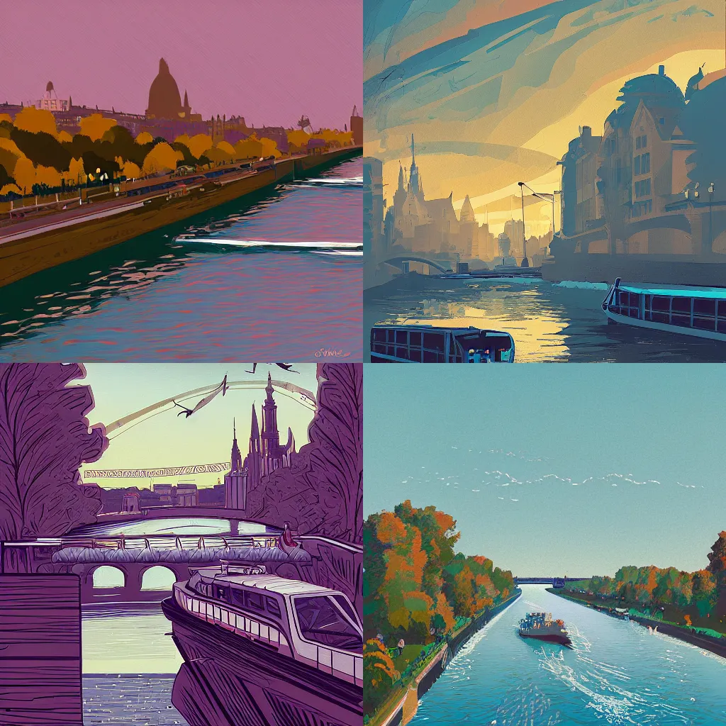 Prompt: The Seine River by James Gilleard