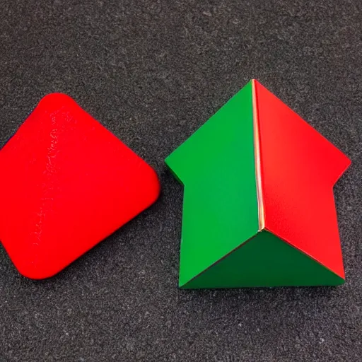 Prompt: red box, blue ball, green pyramid