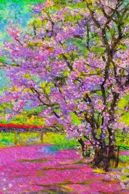 Image similar to Hanami flowers in impressionism style