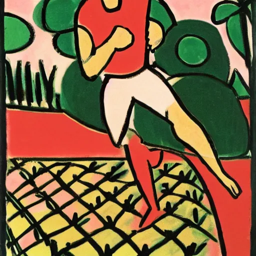 Image similar to guy running from time matisse style