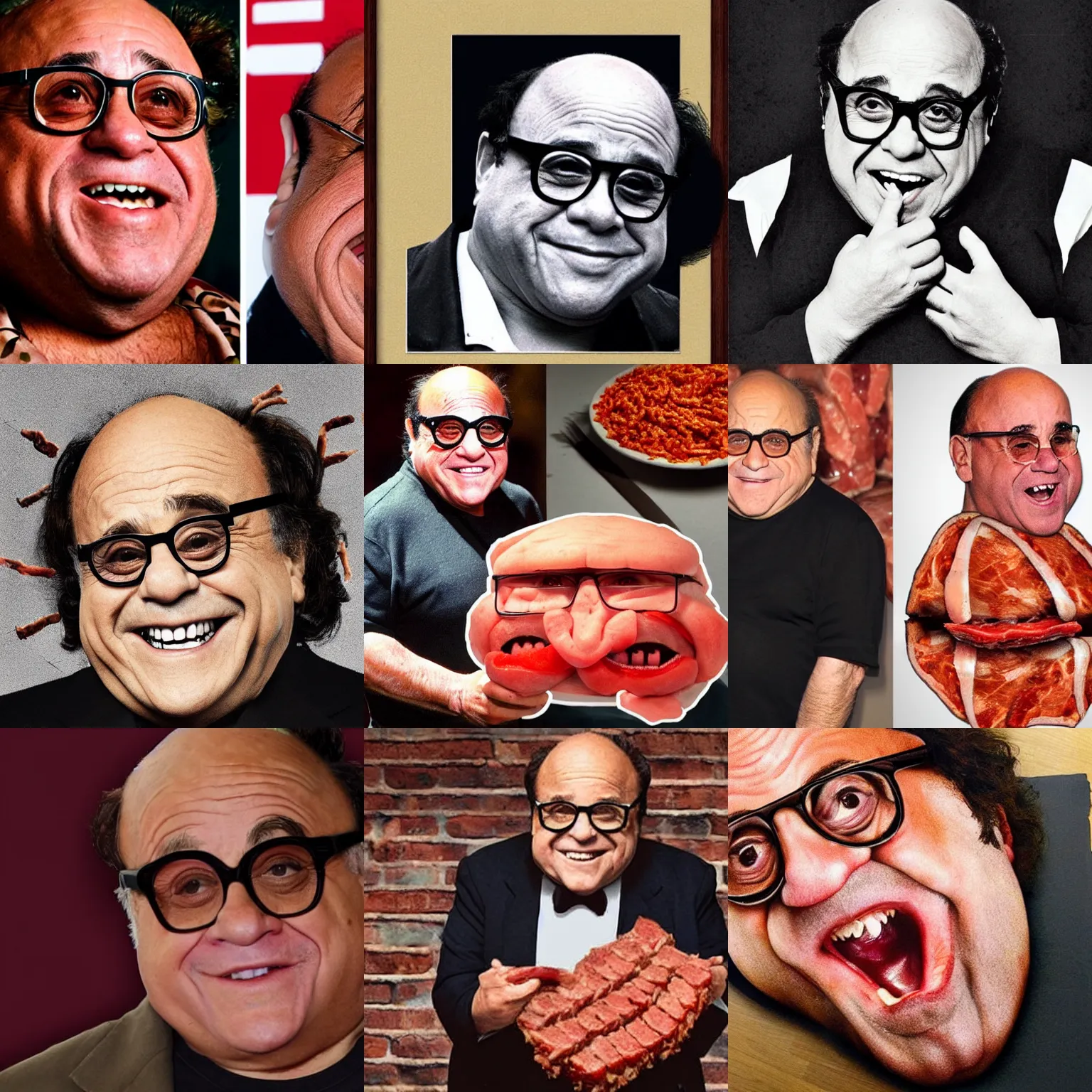 Prompt: danny devito made out of meat