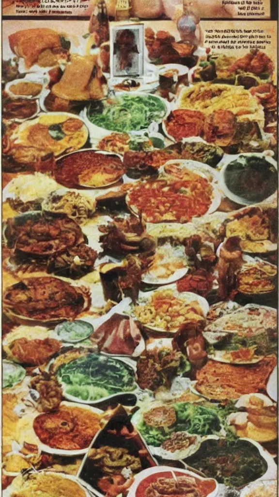 Image similar to occult food, 1 9 7 0 s food magazine photograph